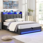 Cassington Home Bates Upholstered Gas Lift Storage Bed with LED