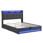 Cassington Home Bates Upholstered Gas Lift Storage Bed with LED