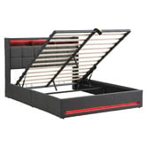 Cassington Home Bates Upholstered Gas Lift Storage Bed with LED