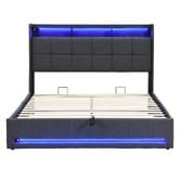 Cassington Home Bates Upholstered Gas Lift Storage Bed with LED