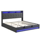 Cassington Home Bates Upholstered Gas Lift Storage Bed with LED