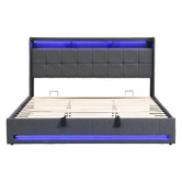 Cassington Home Bates Upholstered Gas Lift Storage Bed with LED