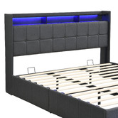 Cassington Home Bates Upholstered Gas Lift Storage Bed with LED