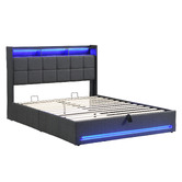 Cassington Home Bates Upholstered Gas Lift Storage Bed with LED