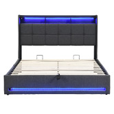Cassington Home Bates Upholstered Gas Lift Storage Bed with LED