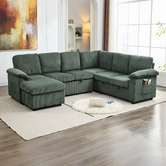 Cassington Home Eviana 6 Seater King Single Modular Sofa Bed &amp; Ottoman Set