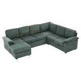 Cassington Home Eviana 6 Seater King Single Modular Sofa Bed &amp; Ottoman Set