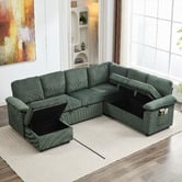Cassington Home Eviana 6 Seater King Single Modular Sofa Bed &amp; Ottoman Set