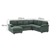 Cassington Home Eviana 6 Seater King Single Modular Sofa Bed &amp; Ottoman Set