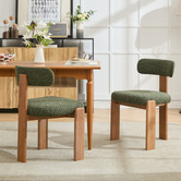 Cassington Home Aguiluz Boucle &amp; Beech Wood Dining Chairs