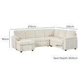 Cassington Home Eviana 6 Seater King Single Modular Sofa Bed &amp; Ottoman Set