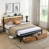 Cassington Home Linford Bed with LED &amp; Drawers