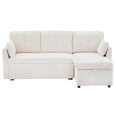 Cassington Home Fontana 3 Seater Single Corduroy Sofa Bed with Reversible Chaise