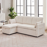 Cassington Home Fontana 3 Seater Single Corduroy Sofa Bed with Reversible Chaise