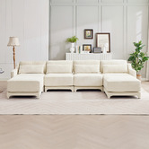 Cassington Home Felicie 4 Seater Chenille Modular Sofa &amp; Ottoman Set