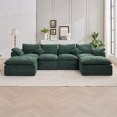 Cassington Home Fiona 4 Seater Chenille Modular Sofa &amp; Ottoman Set