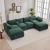 Cassington Home Fiona 4 Seater Chenille Modular Sofa &amp; Ottoman Set
