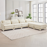 Cassington Home Felicie 4 Seater Chenille Modular Sofa &amp; Ottoman Set