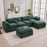 Cassington Home Fiona 4 Seater Chenille Modular Sofa &amp; Ottoman Set