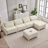 Cassington Home Felicie 4 Seater Chenille Modular Sofa &amp; Ottoman Set