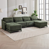 Cassington Home Felicie 4 Seater Chenille Modular Sofa &amp; Ottoman Set