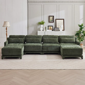 Cassington Home Felicie 4 Seater Chenille Modular Sofa &amp; Ottoman Set