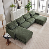 Cassington Home Felicie 4 Seater Chenille Modular Sofa &amp; Ottoman Set