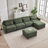 Cassington Home Felicie 4 Seater Chenille Modular Sofa &amp; Ottoman Set