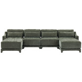 Cassington Home Felicie 4 Seater Chenille Modular Sofa &amp; Ottoman Set