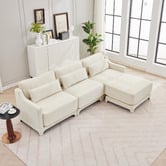 Cassington Home Felicie 4 Seater Chenille Sofa &amp; Ottoman Set