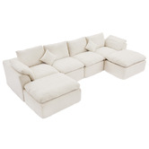 Cassington Home Fiona 4 Seater Chenille Modular Sofa &amp; Ottoman Set