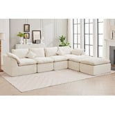 Cassington Home Fiona 4 Seater Chenille Modular Sofa &amp; Ottoman Set