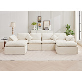 Cassington Home Fiona 4 Seater Chenille Modular Sofa &amp; Ottoman Set