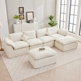 Cassington Home Fiona 4 Seater Chenille Modular Sofa &amp; Ottoman Set