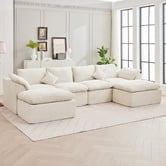 Cassington Home Fiona 4 Seater Chenille Modular Sofa &amp; Ottoman Set