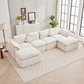 Cassington Home Fiona 4 Seater Chenille Modular Sofa &amp; Ottoman Set