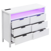 Cassington Home Miggy 6 Drawer Chest with LED &amp; Charging Station