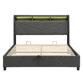 Cassington Home Winsted Upholstered Gas Lift Storage Bed with LED