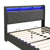 Cassington Home Winsted Upholstered Gas Lift Storage Bed with LED