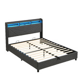 Cassington Home Winsted Upholstered Gas Lift Storage Bed with LED