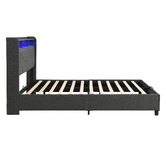 Cassington Home Winsted Upholstered Gas Lift Storage Bed with LED