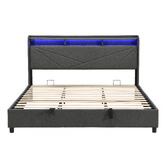 Cassington Home Winsted Upholstered Gas Lift Storage Bed with LED