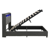 Cassington Home Winsted Upholstered Gas Lift Storage Bed with LED