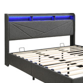 Cassington Home Winsted Upholstered Gas Lift Storage Bed with LED