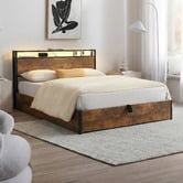 Cassington Home Linford Gas Lift Storage Bed with LED &amp; Charging Station