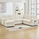 Cassington Home Eviana 6 Seater King Single Modular Sofa Bed &amp; Ottoman Set