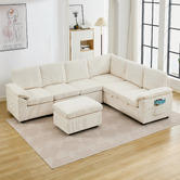 Cassington Home Eviana 6 Seater King Single Modular Sofa Bed &amp; Ottoman Set