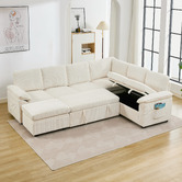 Cassington Home Eviana 6 Seater King Single Modular Sofa Bed &amp; Ottoman Set