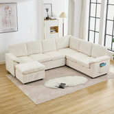 Cassington Home Eviana 6 Seater King Single Modular Sofa Bed &amp; Ottoman Set