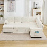 Cassington Home Eviana 6 Seater King Single Modular Sofa Bed &amp; Ottoman Set